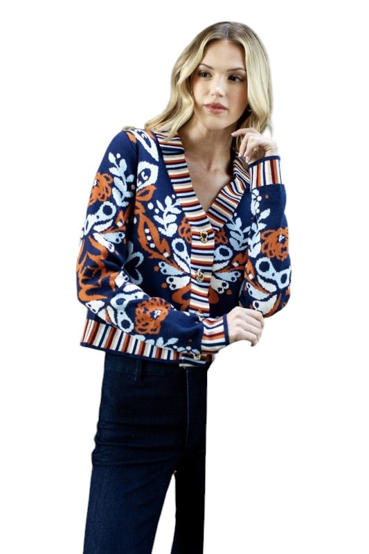 Navy & Orange Cardigan