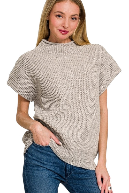 Power Shoulder Mock Neck Sweater- 5 Colors!