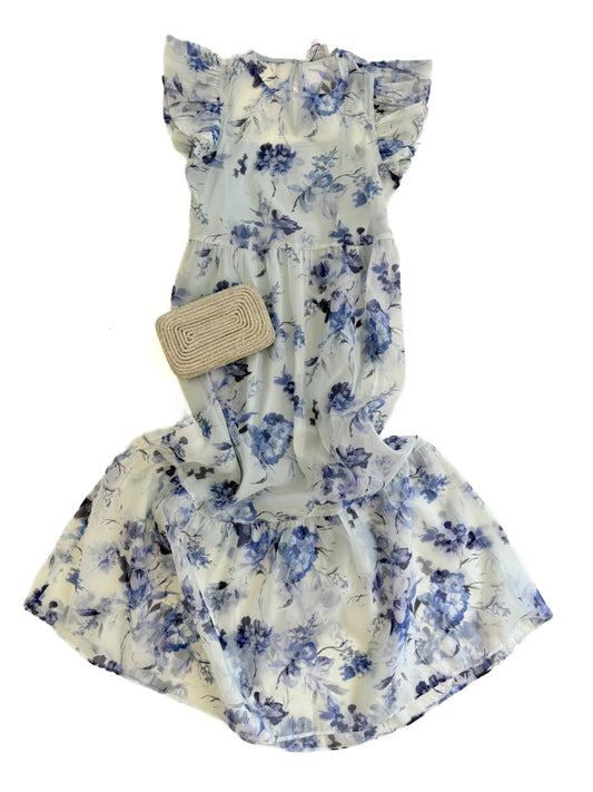 Blue & Ivory Organza Midi