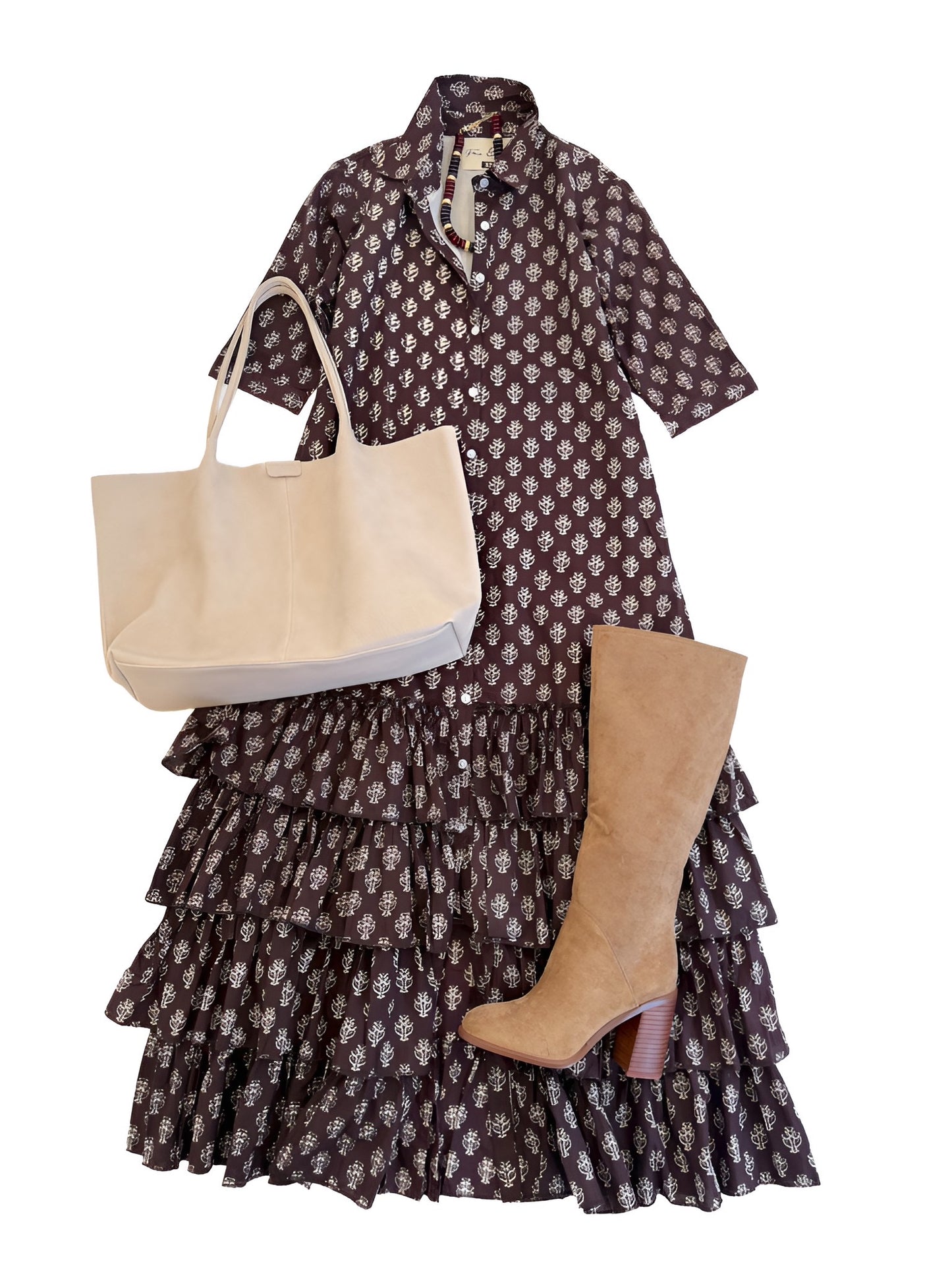 Basin Street Maxi in Dark Chocolate Blockprint