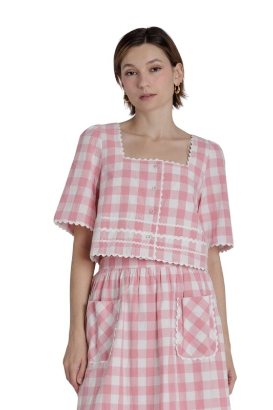 Pink Gingham Top