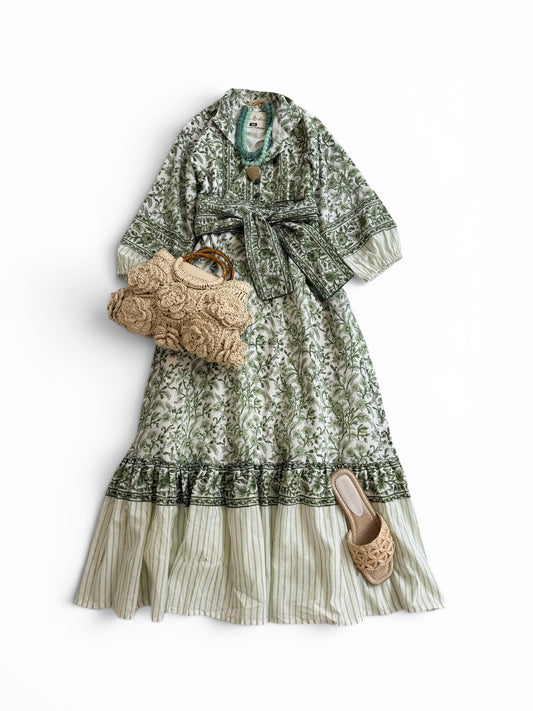 State Street Maxi in Green Floral Vine