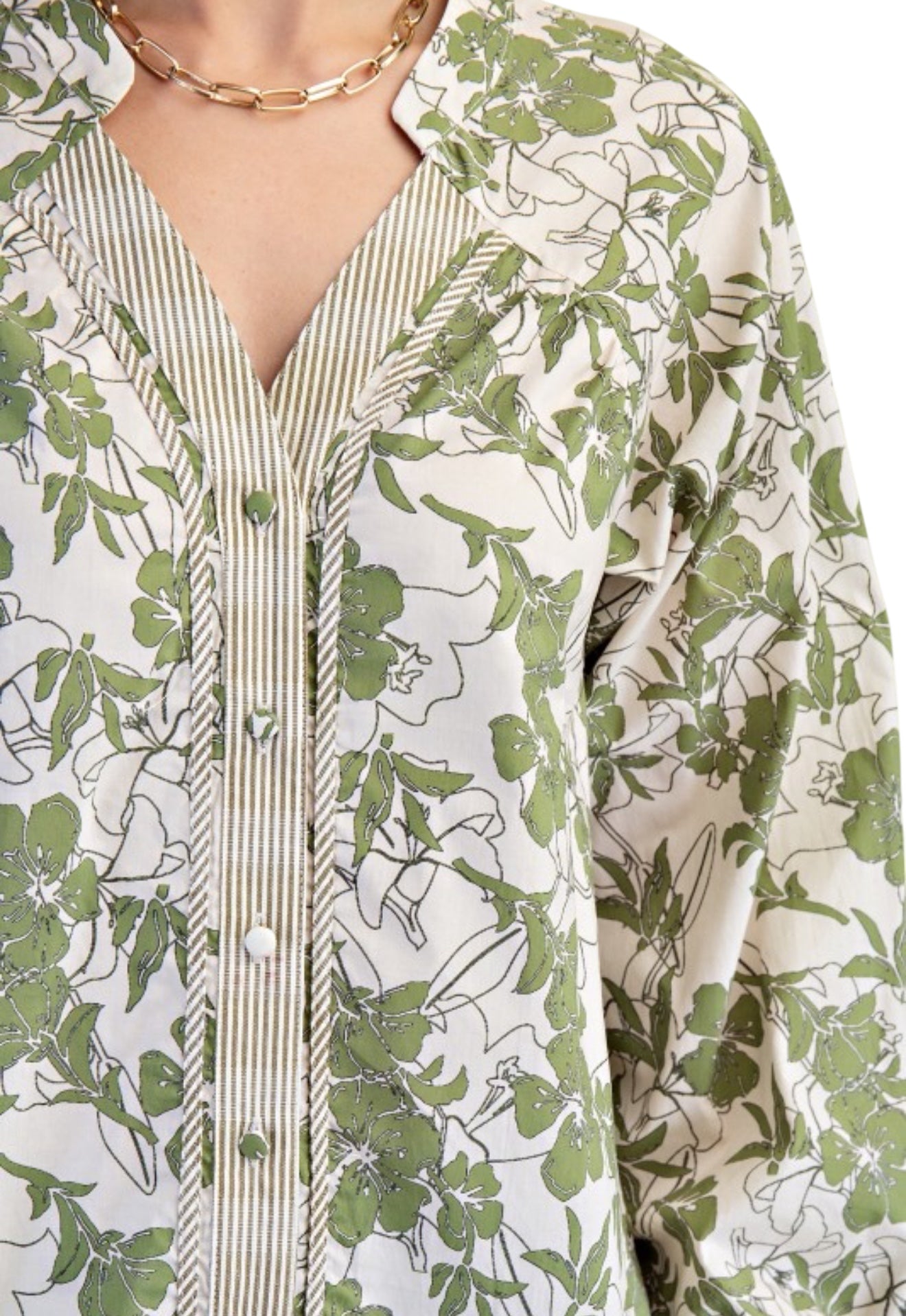 Abstract Floral Poplin Blouse - 2 Colors