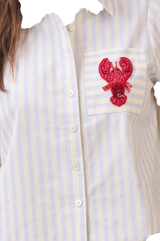 Beaded Crawfish Poplin Top