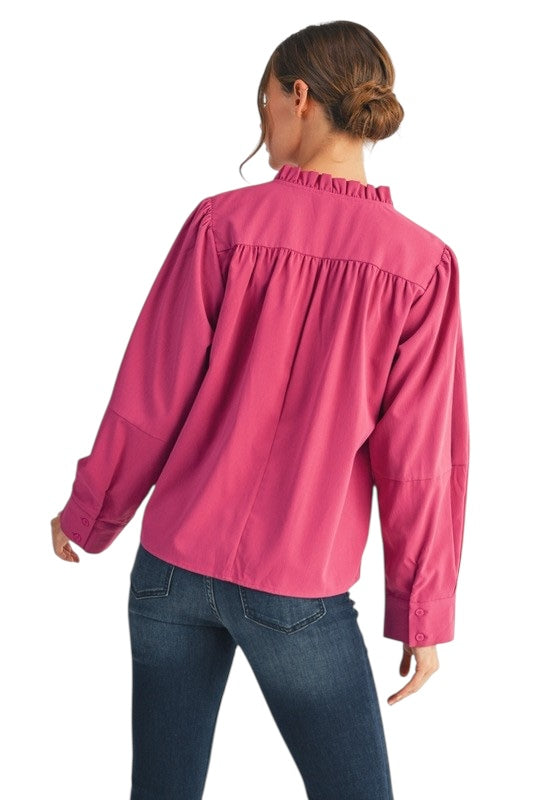 Crinkled Pleated Detail Top- 2 Colors
