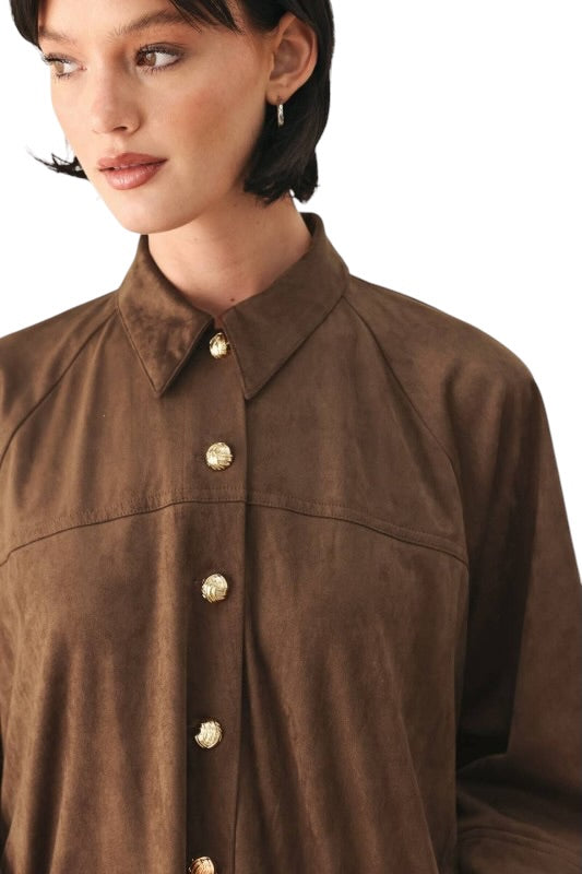 Faux Suede Boxy Jacket