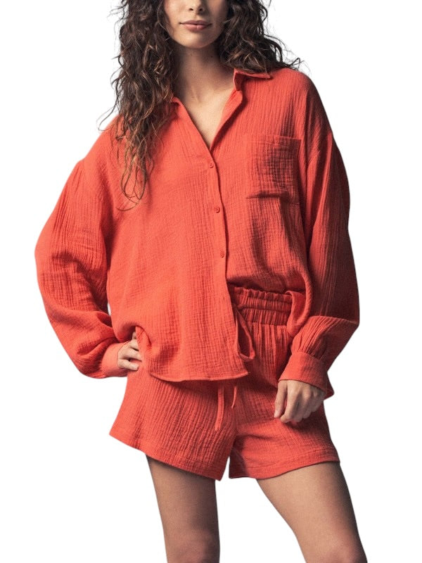 Button Front Gauze Set - 3 Colors