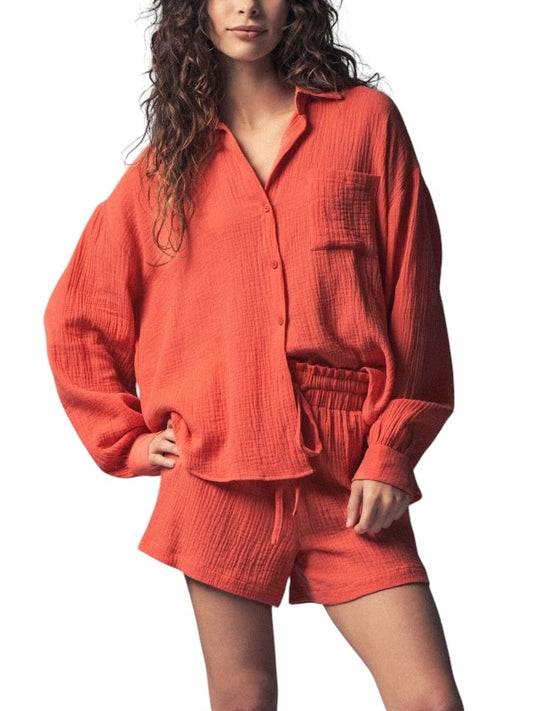 Button Front Gauze Set - 3 Colors