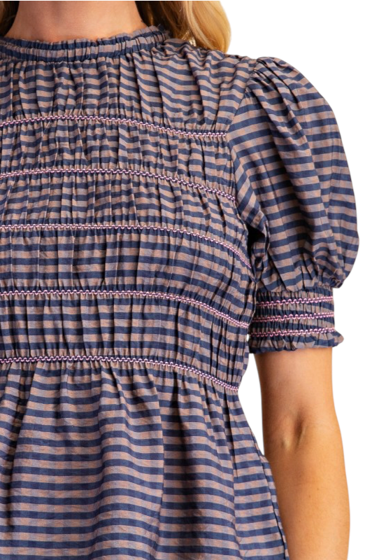 Smocked Gingham Top