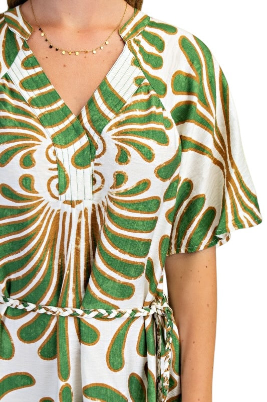 Green Goddess Belted Caftan