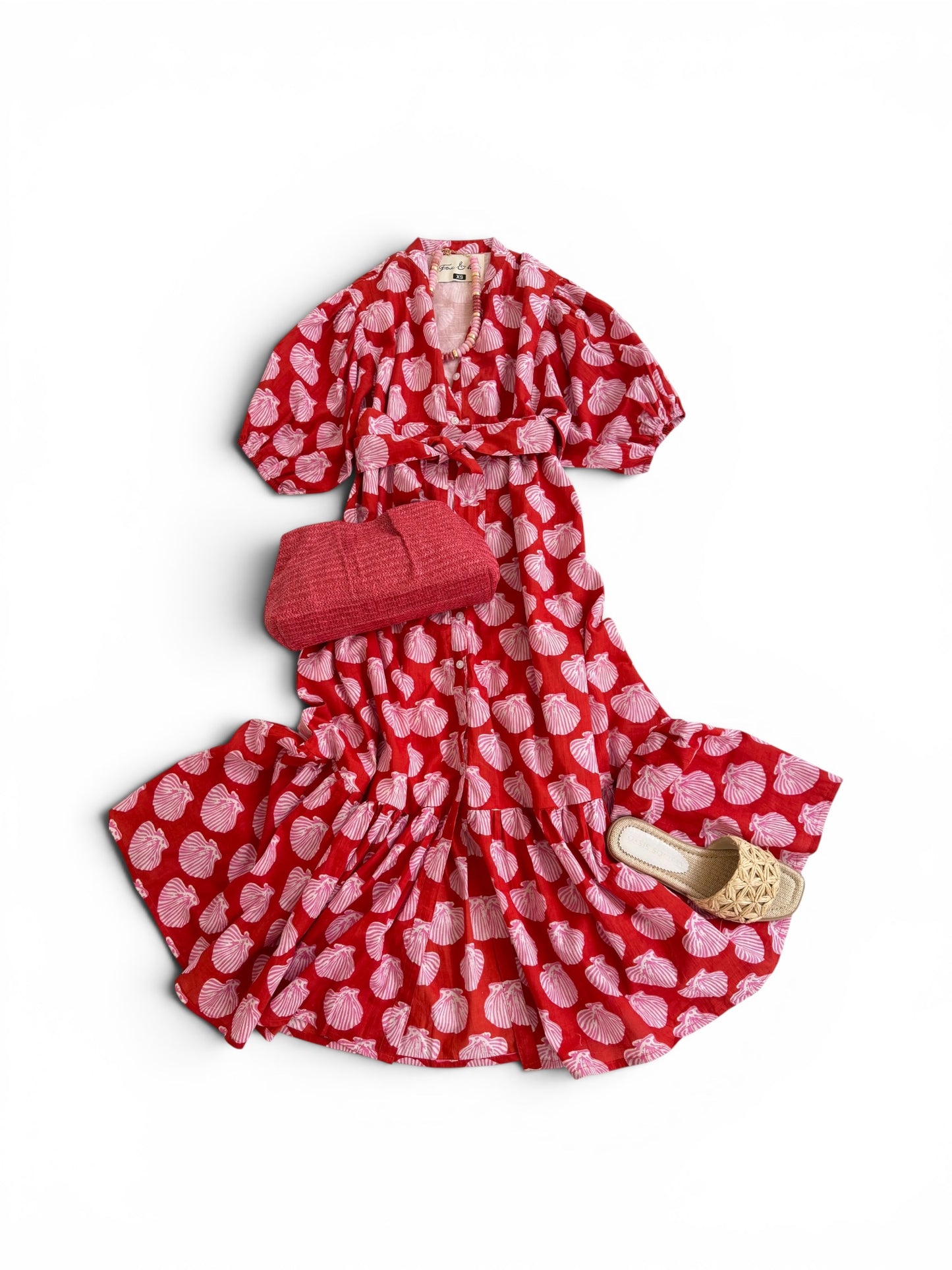 Meg Midi in Red & Pink Shells