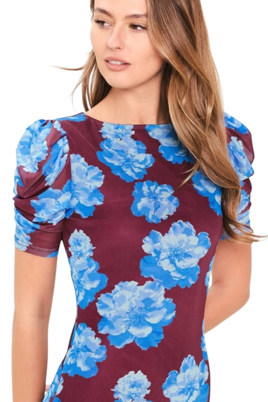 Maroon & Blue Mesh Midi
