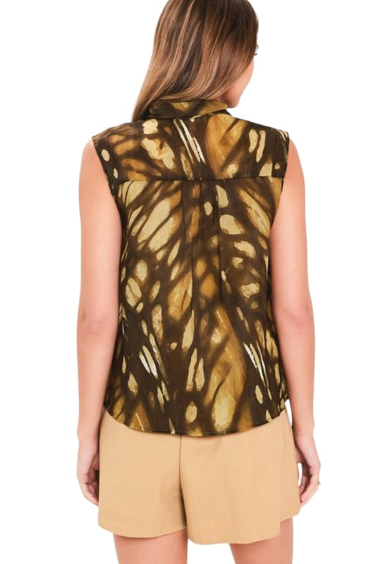 Sleeveless Brown Butterfly Top