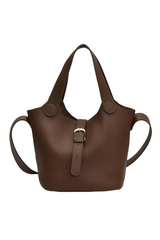 Vegan Leather Buckle Tote - 2 Colors