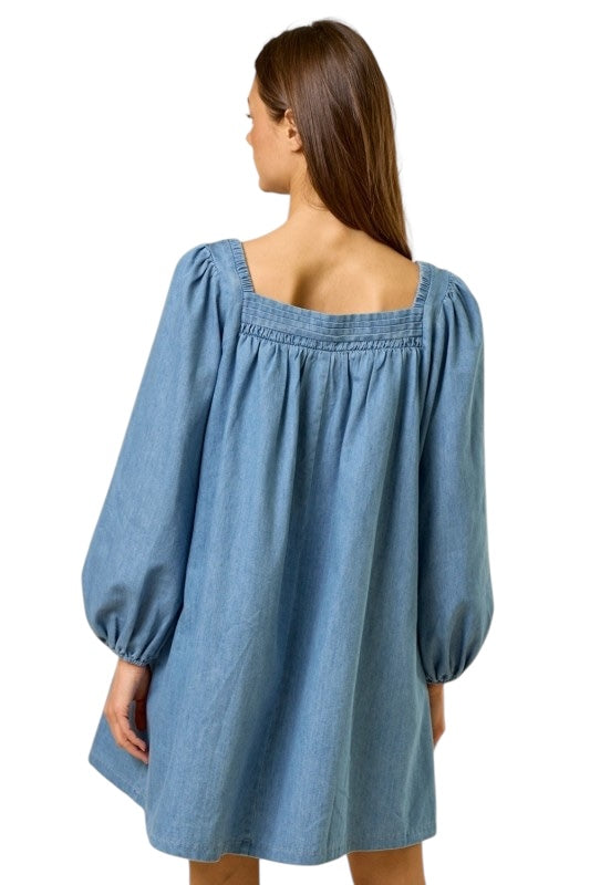 Denim Square Neck Mini