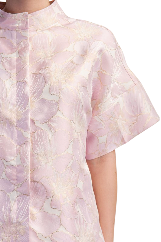 Floral Jacquard Boxy Top- Light Pink