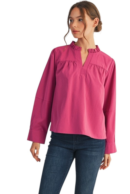 Crinkled Pleated Detail Top- 2 Colors
