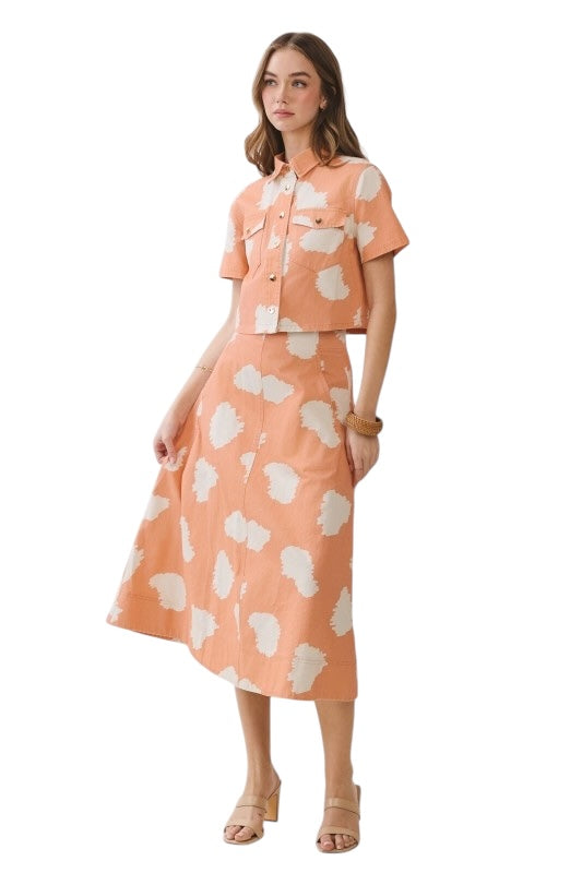 Sherbet Sky Button Front Top