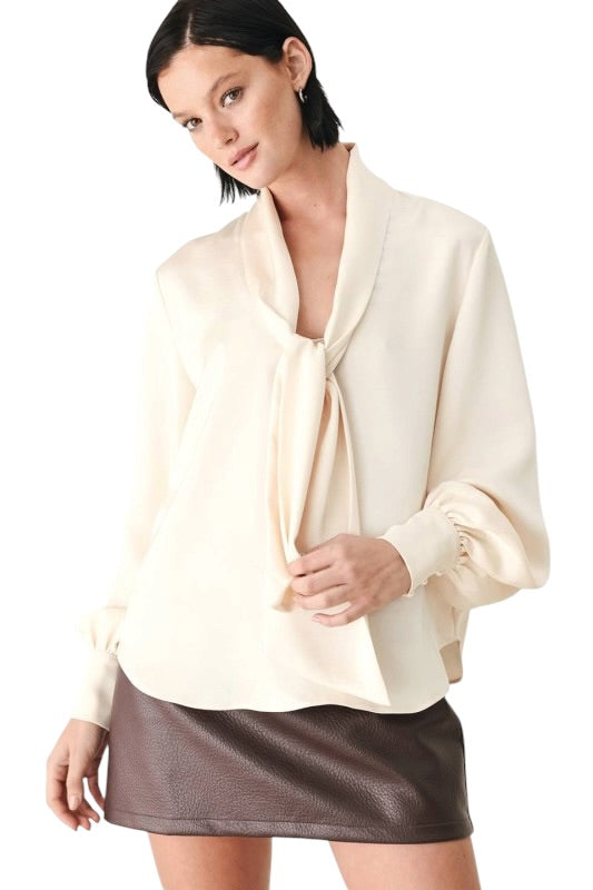 Champagne Tie Front Blouse