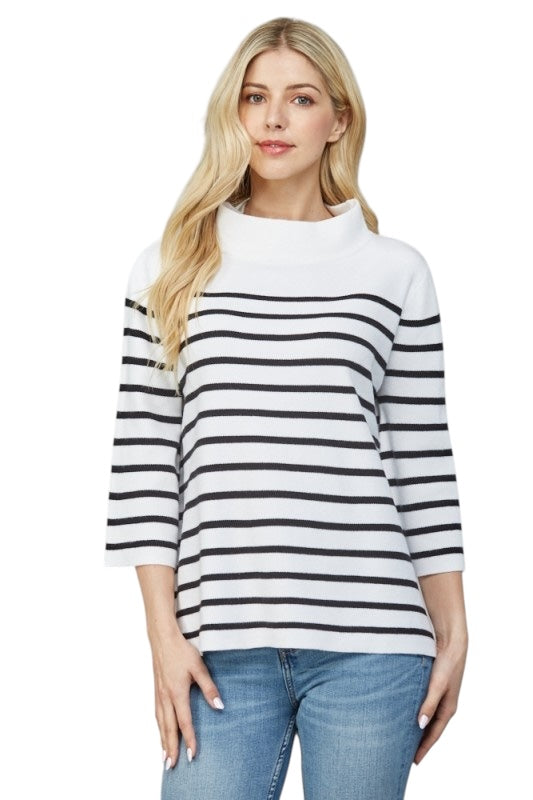 Bella Bell Sleeve Sweater in Black Stripe