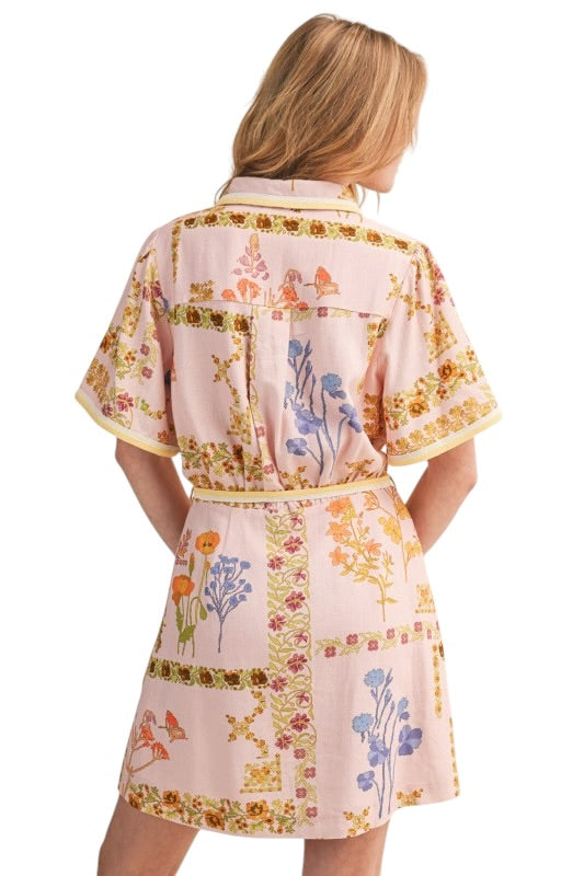 Light Pink Floral Shirt Dress