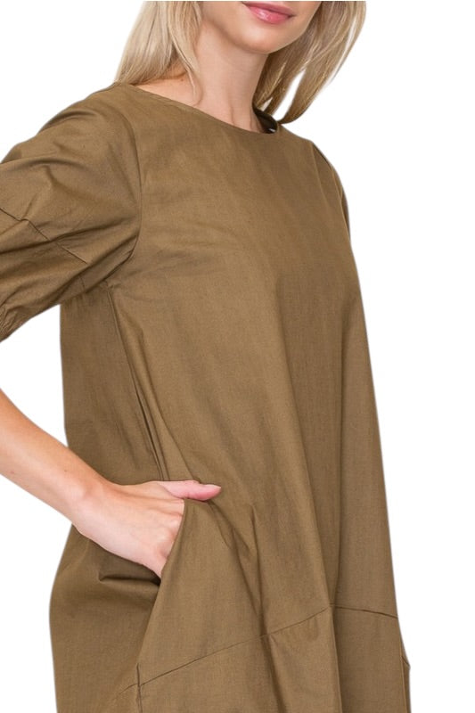 Poplin Bubble Mini in Olive