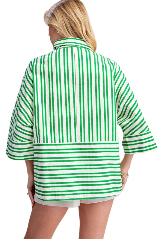 Oversized Mixed Strive Collared Shirt- 2 Colors