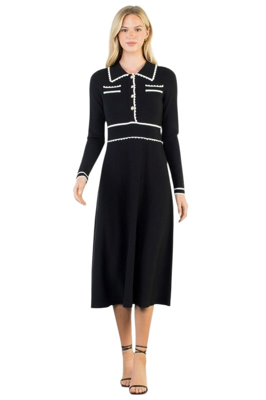 A-Line Knit Midi in Black