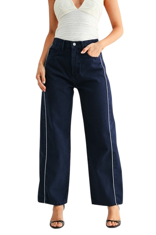 Barrel Jean Twist Indigo Pinstripe