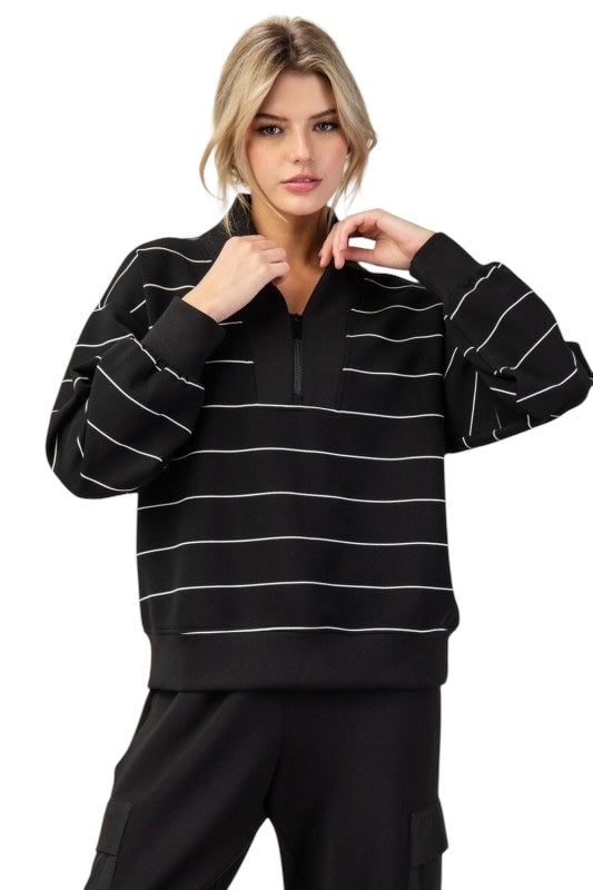 Scuba Stripe Long Sleeve Quarter Zip