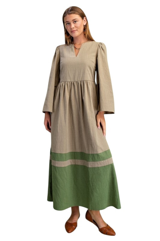 Olive Colorblock Midi