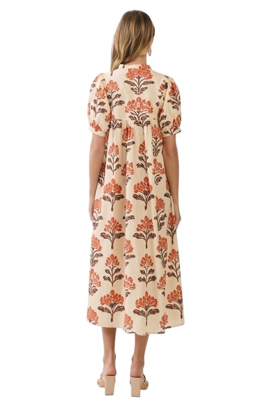 Orange Botanical Midi