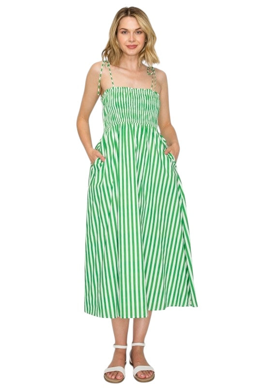 Green Stripe Cotton Midi