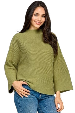 Julia Flare Sleeve Ribbed Sweater