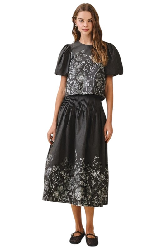 Black Botanical Poplin Set