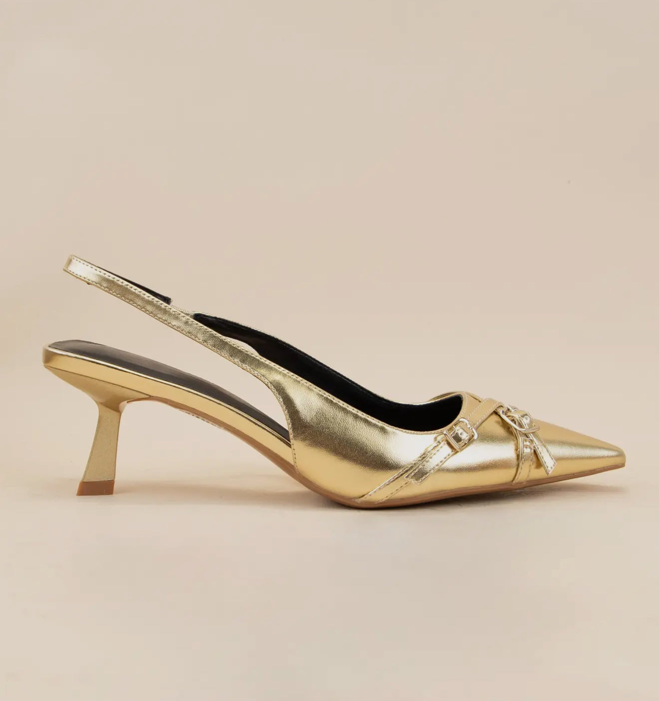 Gold Kitten Heel Slingback