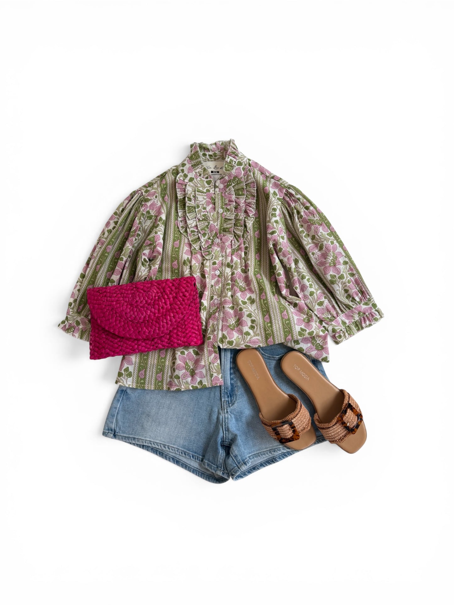 Chloe Top in Pink & Green