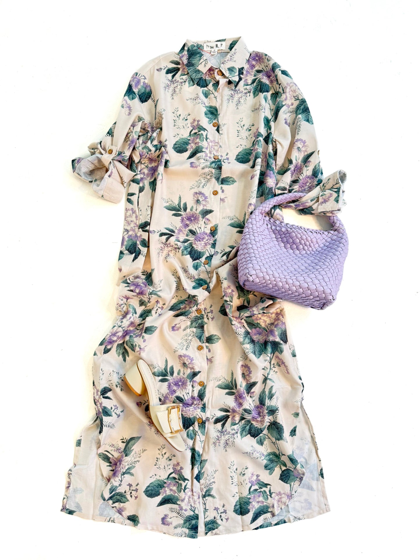 Lavender Floral Shirt Dress