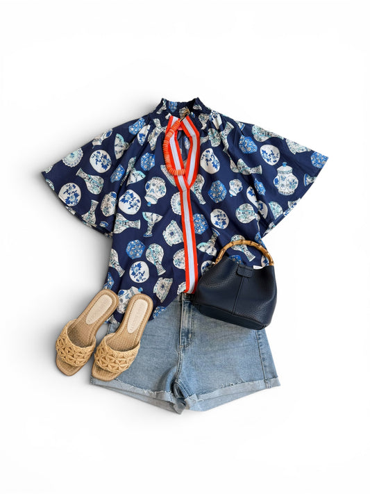 Ginger Jar Flutter Sleeve Top