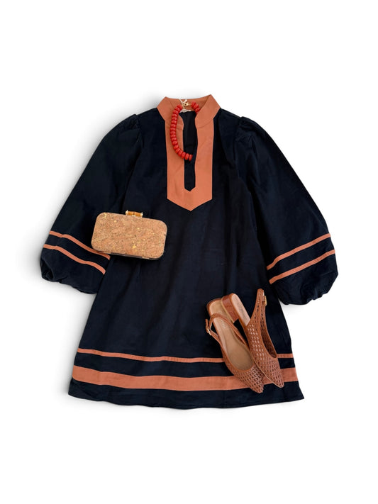 Navy & Rust Corduroy Shift