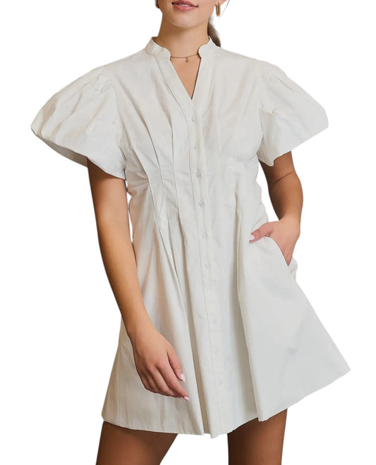 Pleated Waist Mini in Cream