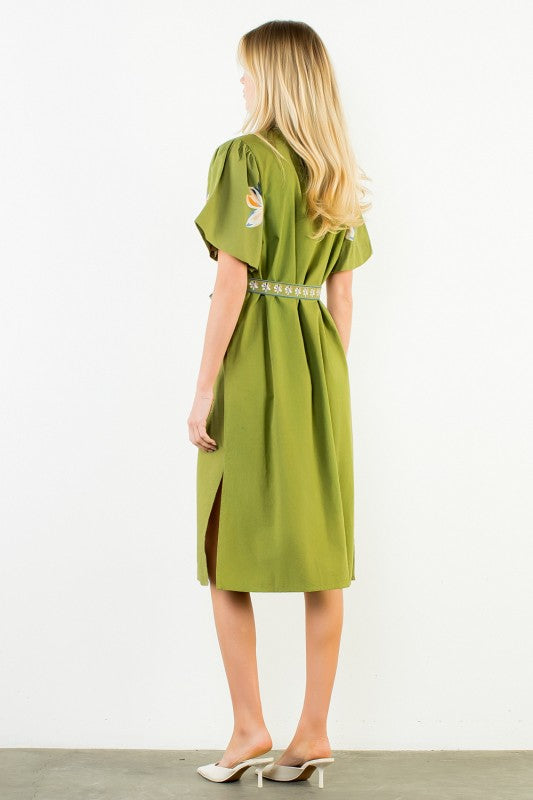 Matcha Embroidered Midi