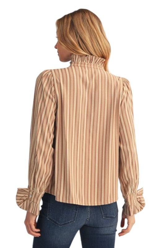 Ruffle Mixed Stripes Blouse- 3 Colors