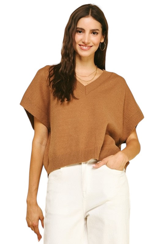 Cap Sleeve Sweater - 3 Colors
