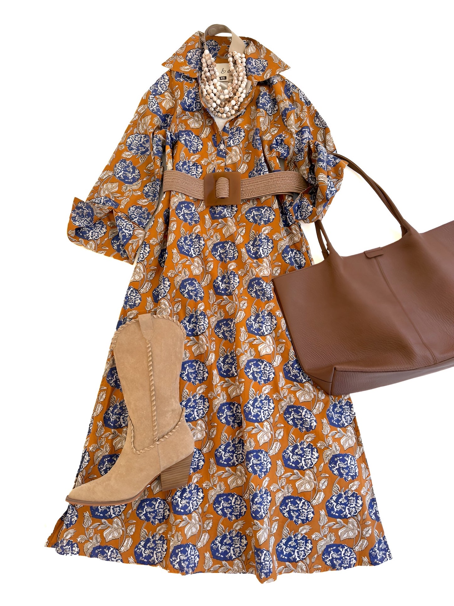 Carondelet Shirt Dress in Caramel Hydrangea