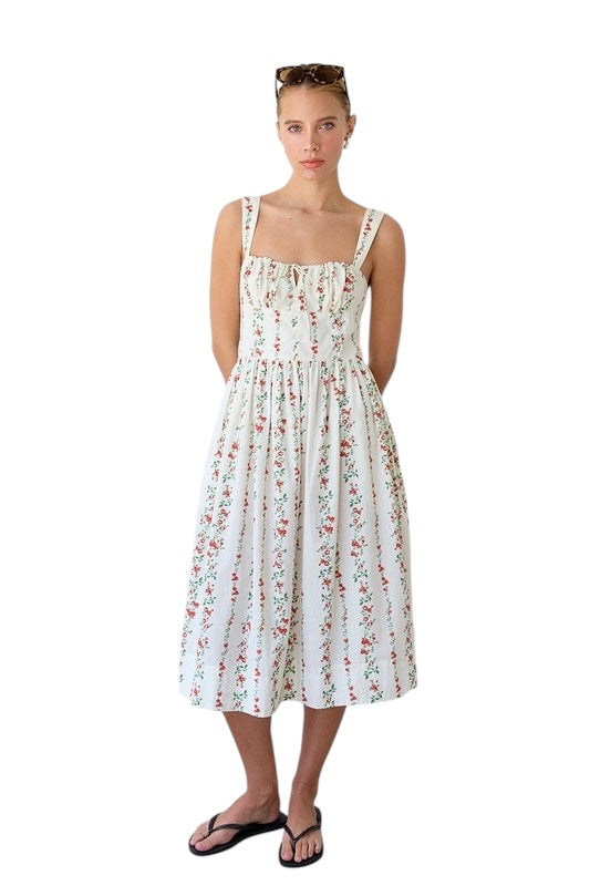 Red Sweetheart Floral Midi