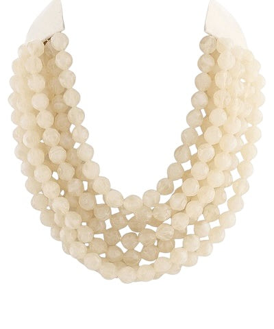 Chunky Beaded Necklace in Ivory