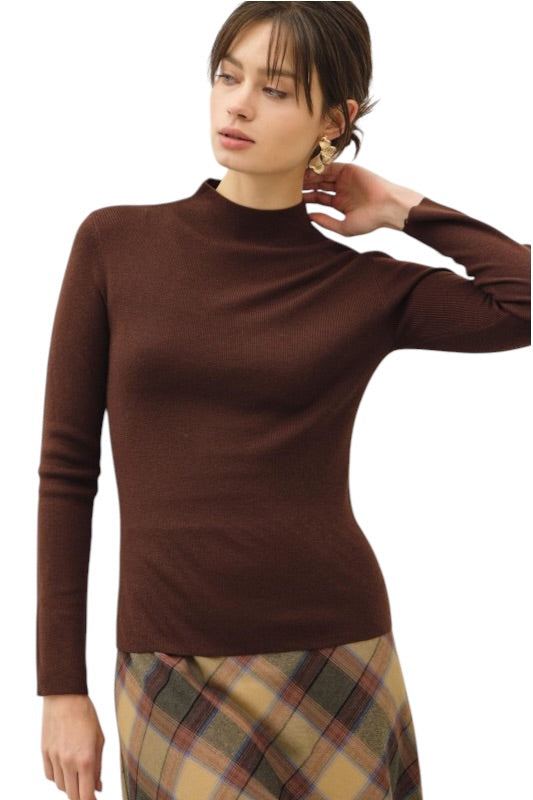 Mock Neck Knit Top- 2 Colors