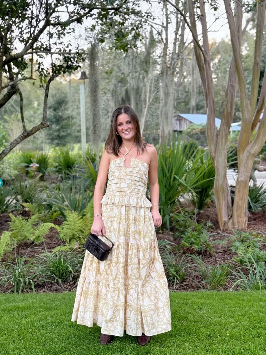 Madeleine Halter Midi in Cream Birds