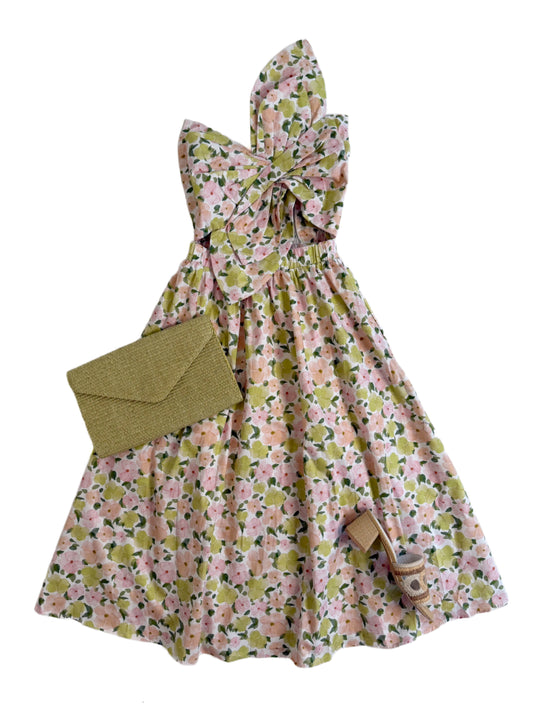 Floral Knot Midi in Coral